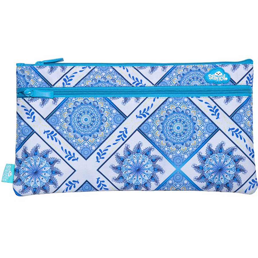 Image for SPENCIL TWIN ZIP PENCIL CASE BOHO BLUE from Memo Office and Art