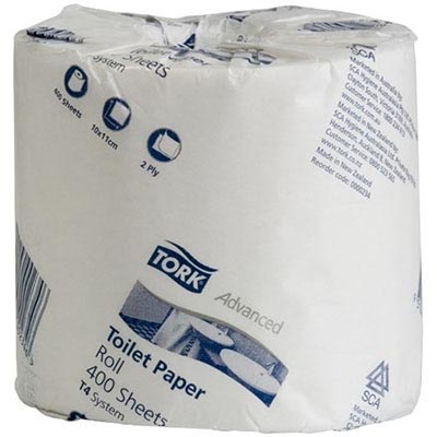 Image for TORK 0000234 T4 ADVANCED SOFT TOILET ROLL WRAPPED 2-PLY 400 SHEET WHITE from ALLBIZ Office Supplies