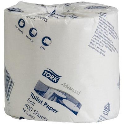 Image for TORK 0000234 T4 ADVANCED SOFT TOILET ROLL WRAPPED 2-PLY 400 SHEET WHITE from Mitronics Corporation