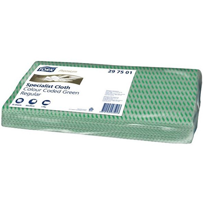 Image for TORK 297501 MULTI-PURPOSE CLEANING CLOTH 300 X 600MM GREEN PACK 25 SHEETS from York Stationers