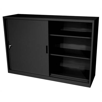 Image for STEELCO SLIDING DOOR CABINET 2 SHELVES 1015 X 1500 X 465MM GRAPHITE RIPPLE from Challenge Office Supplies
