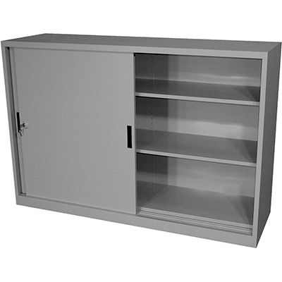 Image for STEELCO SLIDING DOOR CABINET 2 SHELVES 1015 X 1500 X 465MM SILVER GREY from Mercury Business Supplies