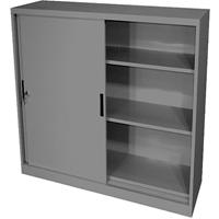 steelco sliding door cabinet 2 shelves 1015 x 914 x 465mm silver grey
