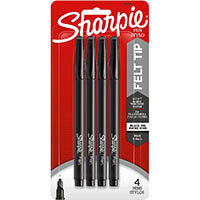 sharpie fineliner pen 0.4mm black pack 4