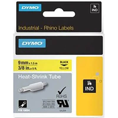 Image for DYMO 18054 RHINO INDUSTRIAL HEAT SHRINK TUBING 9MM BLACK ON YELLOW from That Office Place PICTON