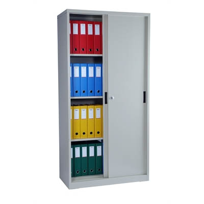 Image for STEELCO SLIDING DOOR CABINET 3 SHELVES 1830 X 1500 X 465MM WHITE SATIN from Challenge Office Supplies