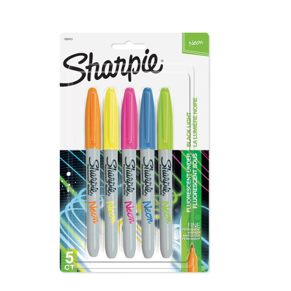 Image for SHARPIE PERMANENT MARKER FINE POINT NEON ASSORTED PACK 5 from Office Heaven
