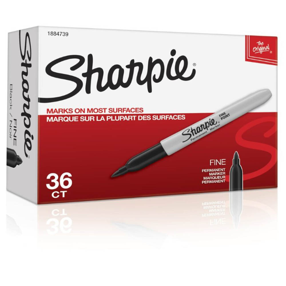 Image for SHARPIE PERMANENT MARKER FINE POINT BLACK PACK 36 from Memo Office and Art