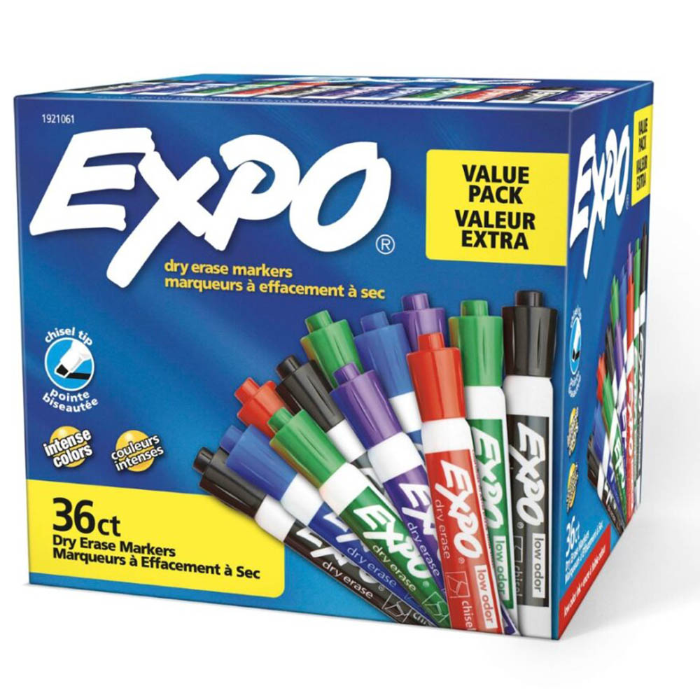 Image for EXPO DRY ERASE MARKER CHISEL ASSORTED PACK 36 from Mitronics Corporation