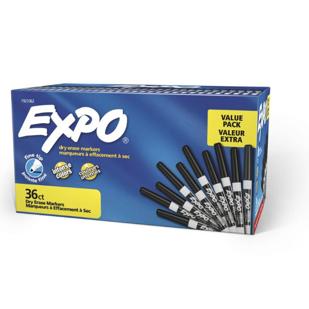 Image for EXPO DRY ERASE MARKER FINE BLACK PACK 36 from Mitronics Corporation