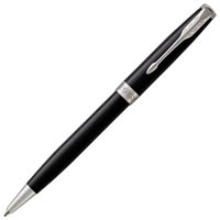 parker sonnet ballpoint pen chrome trim black lacquer