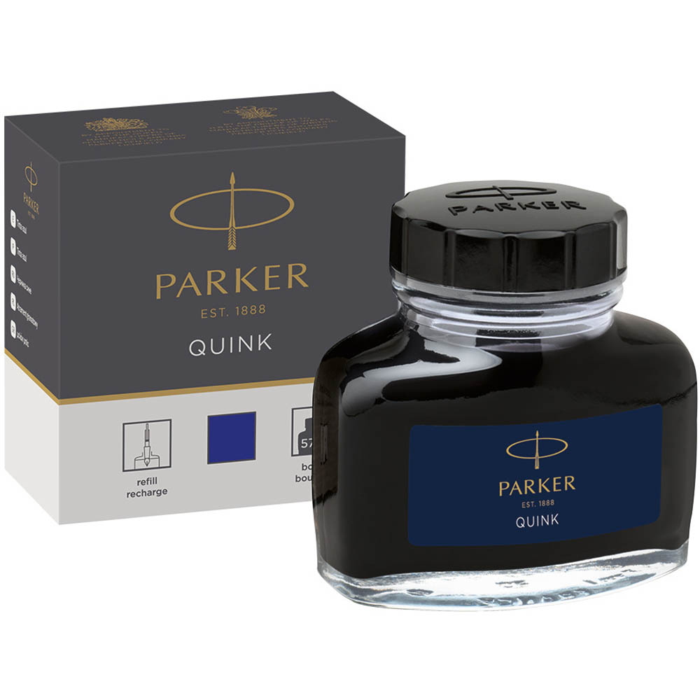 Image for PARKER QUINK FOUNTAIN PEN BOTTLE INK BLUE 57ML from Memo Office and Art