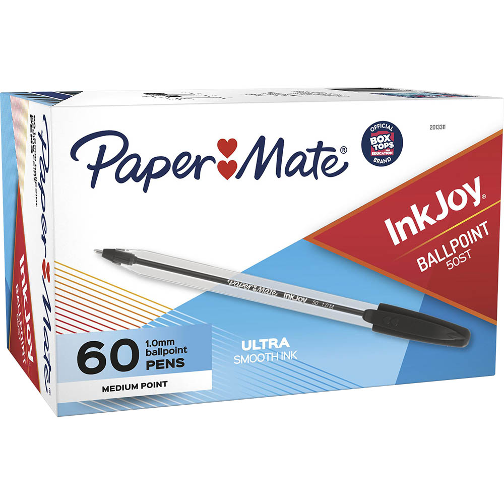 Image for PAPERMATE INKJOY 100 BALLPOINT PENS MEDIUM BLACK BOX 60 from SNOWS OFFICE SUPPLIES - Brisbane Family Company