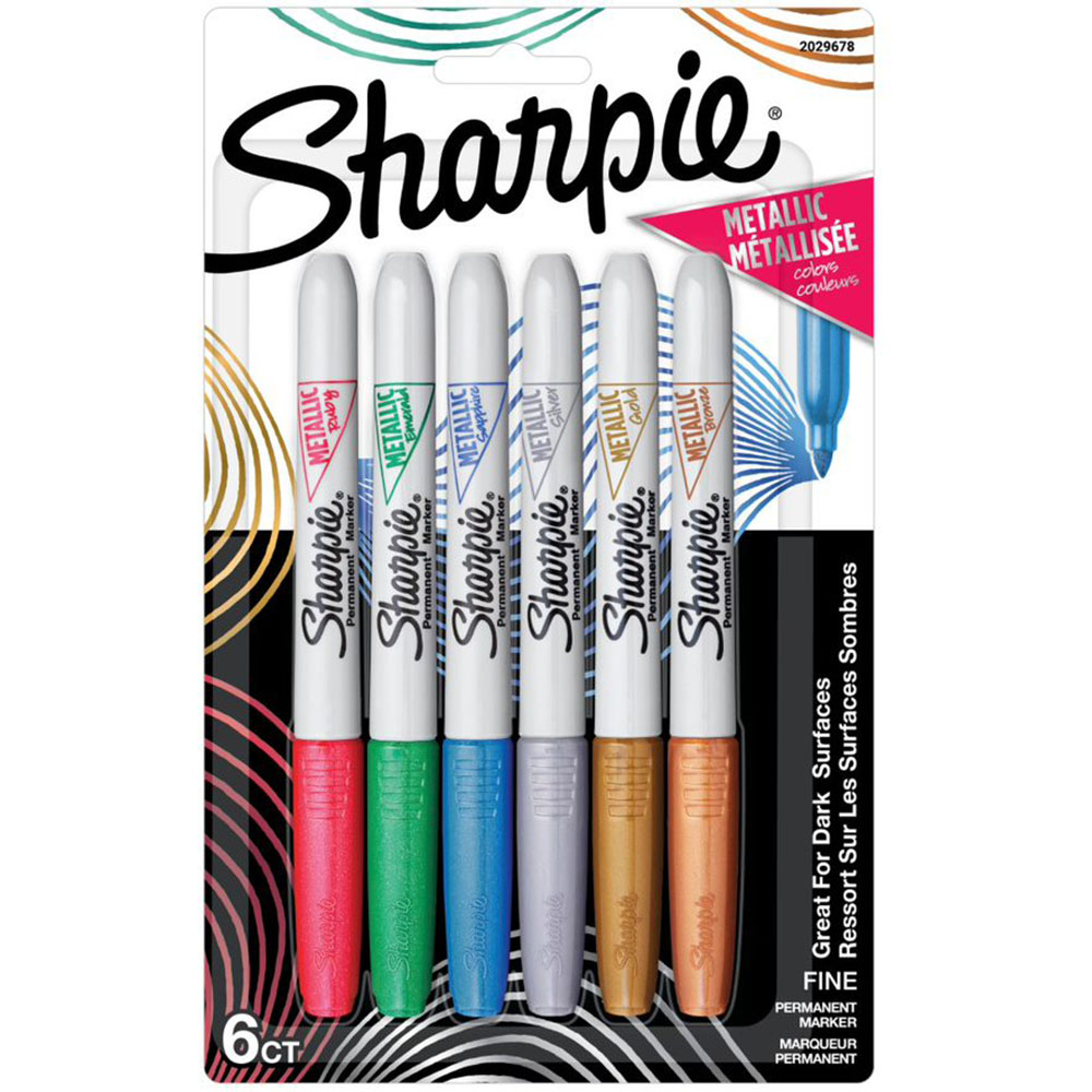 Image for SHARPIE PERMANENT MARKERS METALLIC FINE POINT ASSORTED PACK 6 from Office Heaven