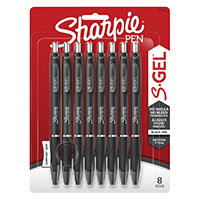 sharpie s-gel retractable gel ink pen 0.7mm black pack 8