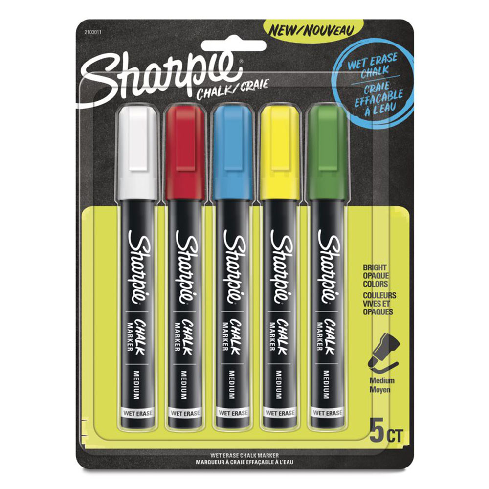Image for SHARPIE CHALK MARKER WET ERASE MEDIUM TIP ASSORTED PACK 5 from Memo Office and Art