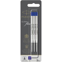 parker quinkflow ballpoint pen refill medium blue pack 3