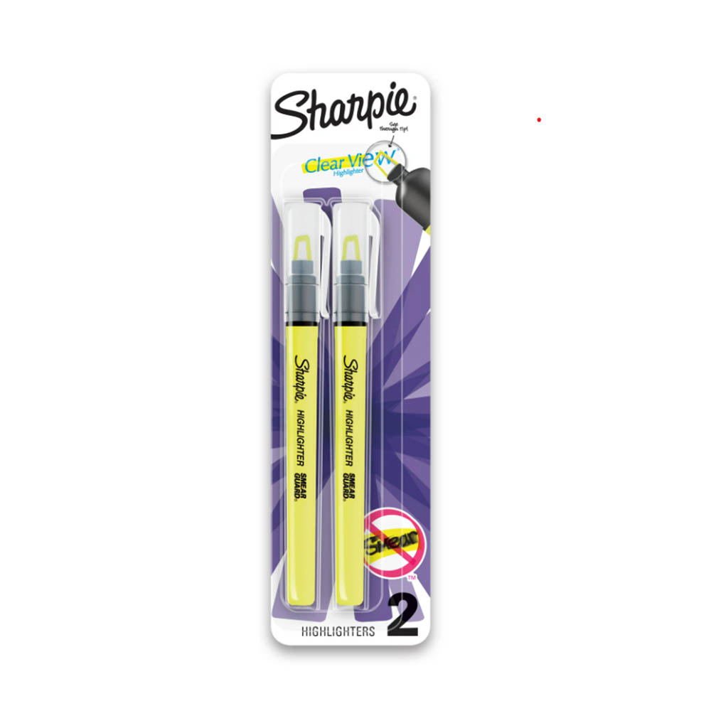 Image for SHARPIE CLEAR VIEW HIGHLIGHTER STICK SEE-THROUGH CHISEL YELLOW PACK 2 from Mitronics Corporation