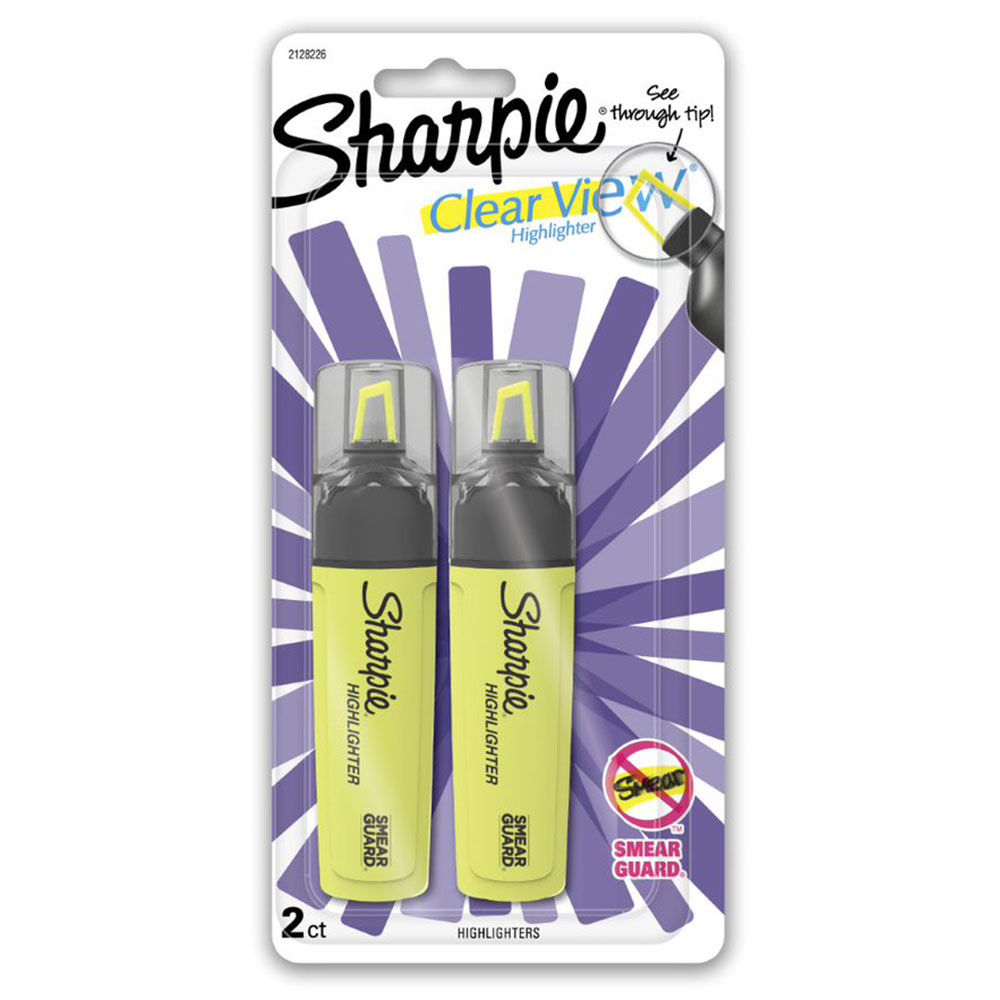 Image for SHARPIE HIGHLIGHTER CLEAR VIEW TANK YELLOW PACK 2 from BusinessWorld Computer & Stationery Warehouse