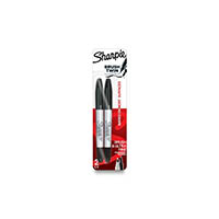 sharpie permanent marker dual-ended tips twin brush black pack 2
