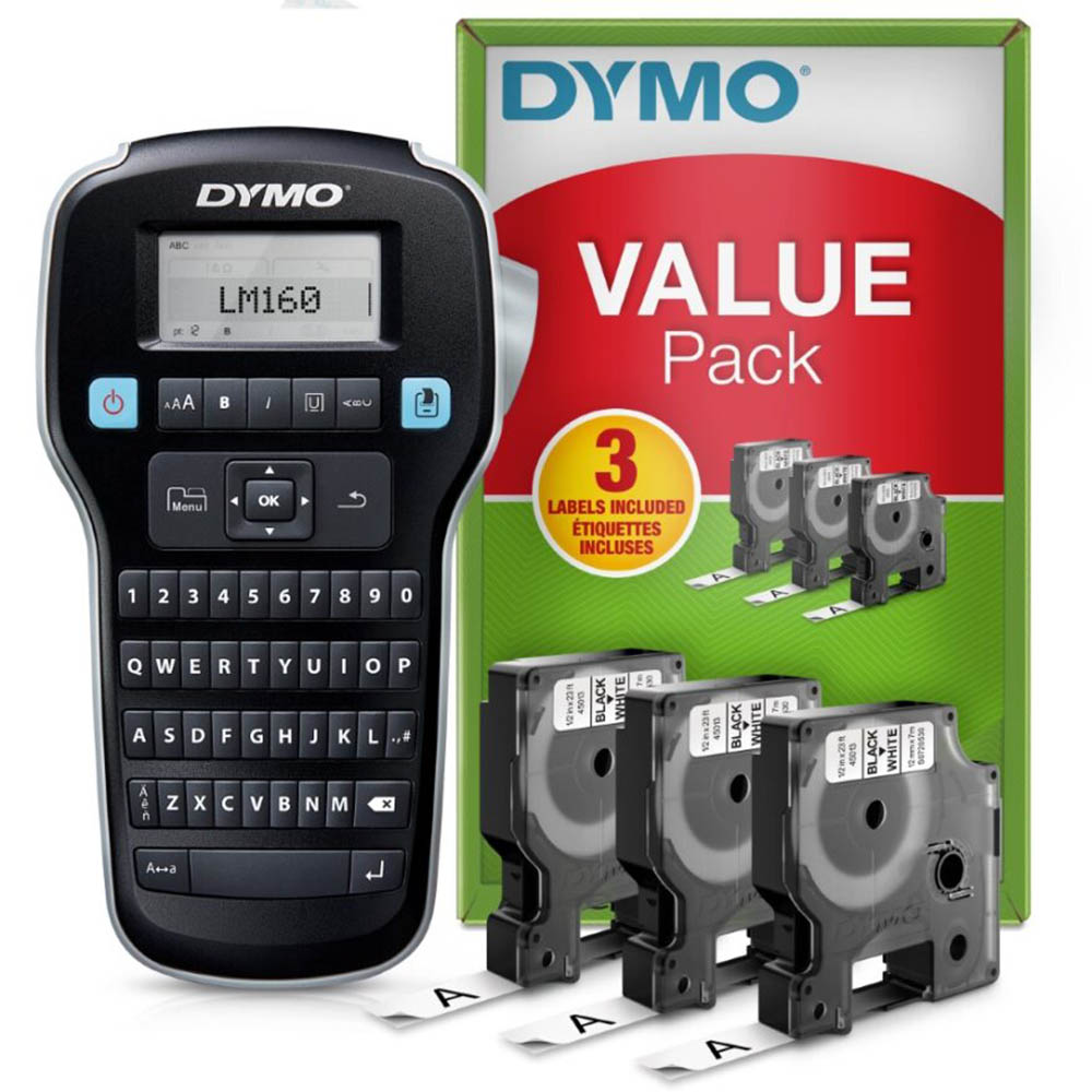 Image for DYMO LABELMANAGER 160P LABELLER VALUE PACK BLACK from That Office Place PICTON