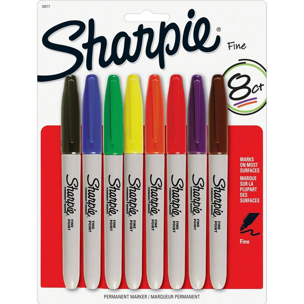 Image for SHARPIE PERMANENT MARKER BULLET FINE 1.0MM ASSORTED PACK 8 from Mitronics Corporation