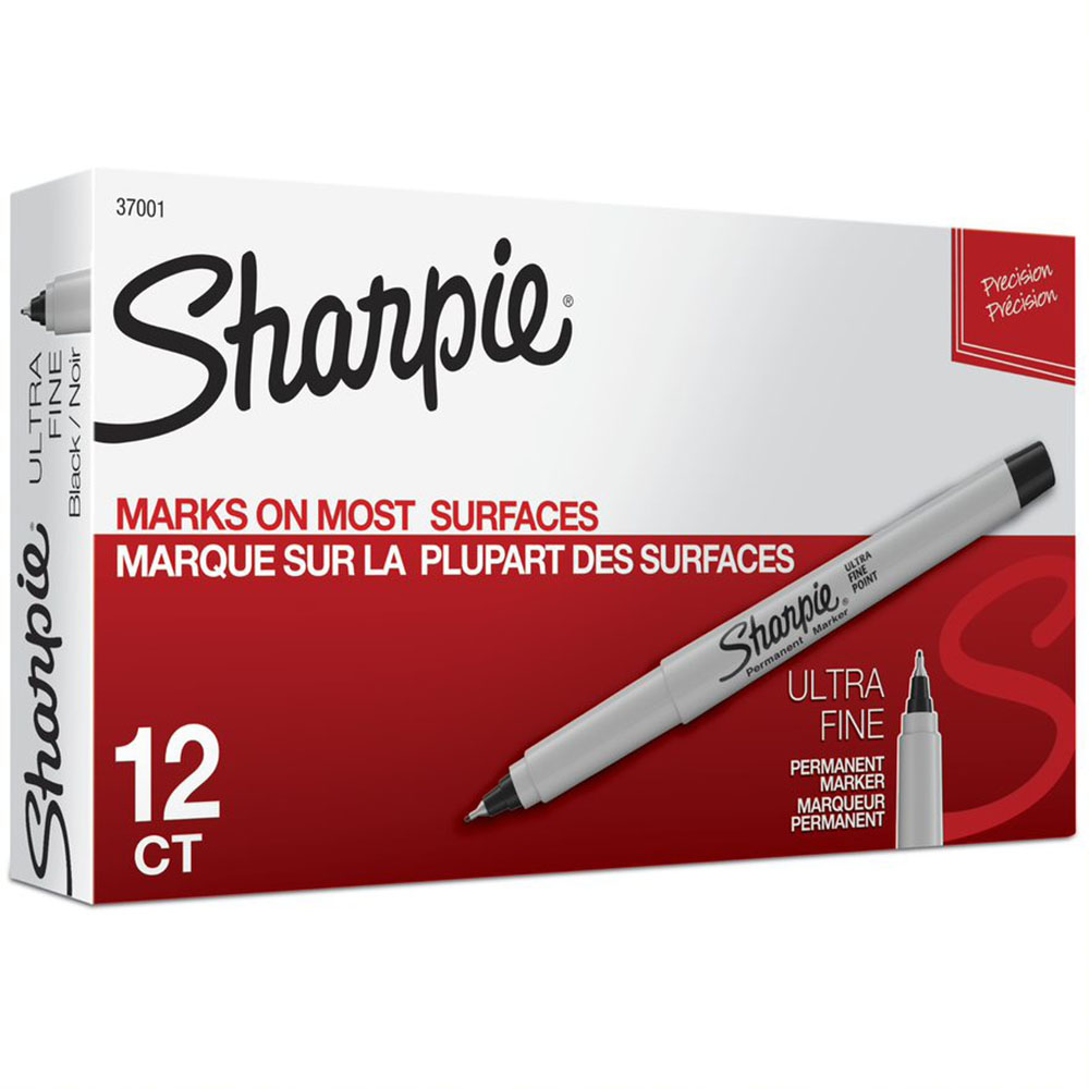 Image for SHARPIE PERMANENT MARKERS ULTRA FINE BLACK BOX 12 from Office Heaven