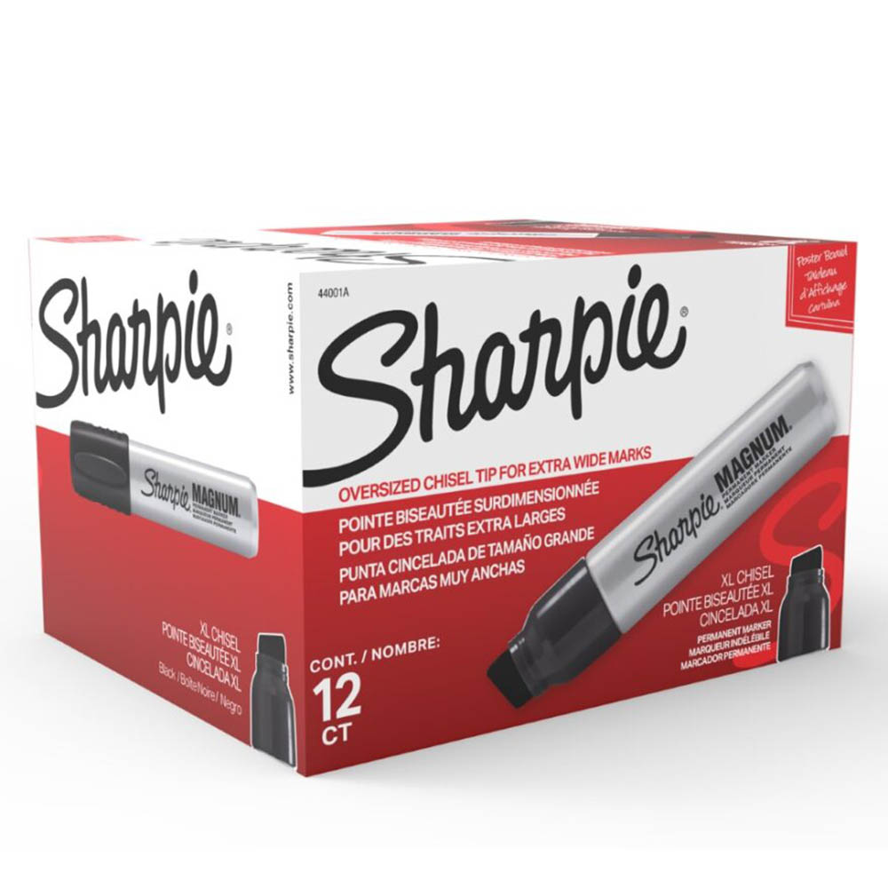 Image for SHARPIE MAGNUM PERMANENT MARKER CHISEL XL BLACK PACK 12 from Office Heaven