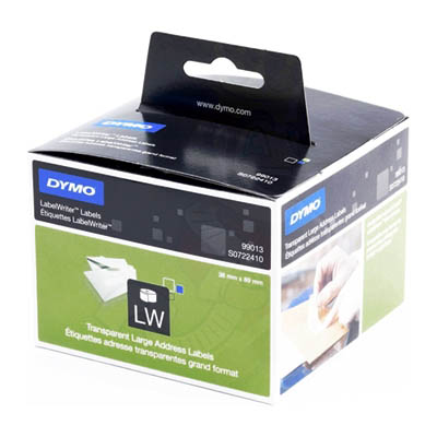 Image for DYMO 99013 LW ADDRESS LABELS 89 X 36MM CLEAR ROLL 260 from BusinessWorld Computer & Stationery Warehouse