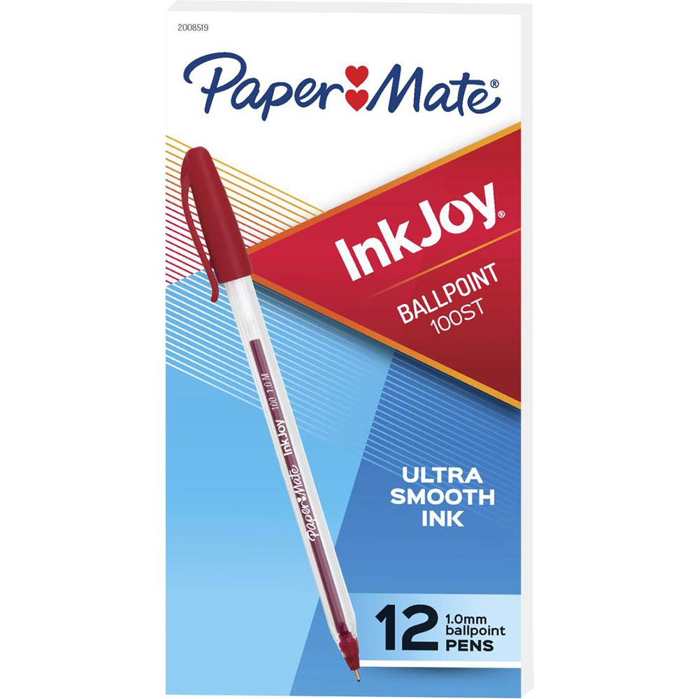 Image for PAPERMATE INKJOY 100 BALLPOINT PENS MEDIUM RED BOX 12 from Mitronics Corporation