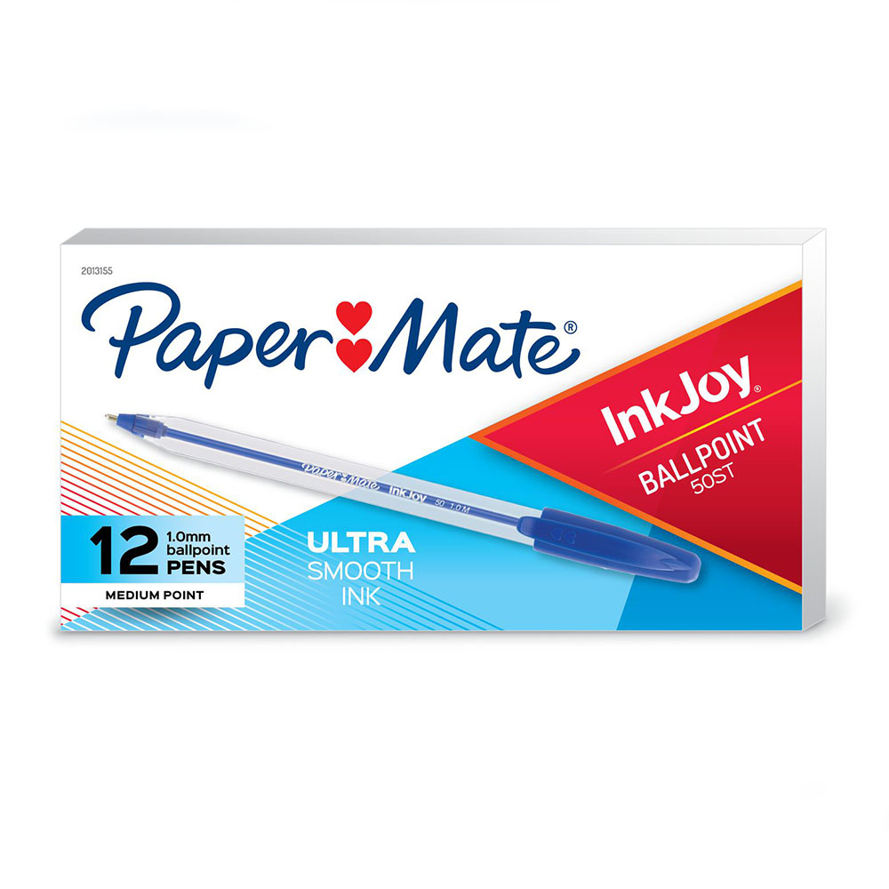 Image for PAPERMATE INKJOY 100 BALLPOINT PENS MEDIUM BLUE BOX 12 from Office Heaven