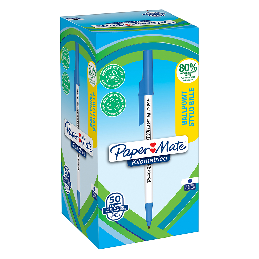 Image for PAPERMATE KILOMETRICO BALLPOINT PENS MEDIUM BLUE BOX 50 from ONET B2C Store