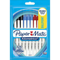 papermate kilometrico ballpoint pens medium assorted pack 10