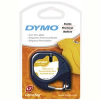 dymo 18771 letratag labelling tape iron on 12mm x 2m black on white
