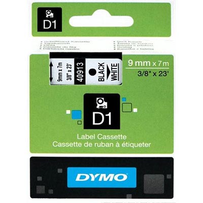 DYMO 41913 D1 LABELLING TAPE 9MM X 7M BLACK ON WHITE |  | 7000214i