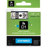 dymo 45010 d1 labelling tape 12mm x 7m black on clear