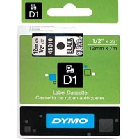 dymo 45010 d1 labelling tape 12mm x 7m black on clear