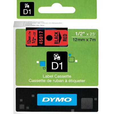 Image for DYMO 45017 D1 LABELLING TAPE 12MM X 7M BLACK ON RED from That Office Place PICTON