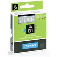 dymo 45020 d1 labelling tape 12mm x 7m white on clear