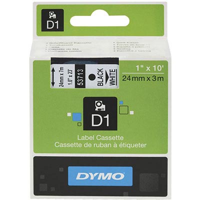 Image for DYMO 53713 D1 LABELLING TAPE 24MM X 7M BLACK ON WHITE from Office Play