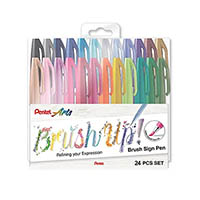 pentel arts brush sign pen assorted colour pack 24