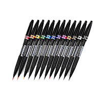 pentel arts brush sign pen artist 12 assorted colour wallet