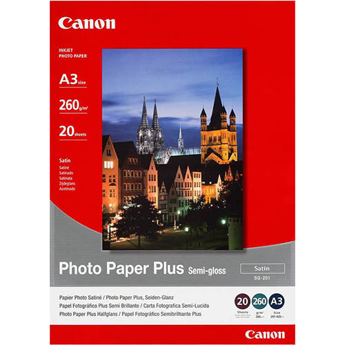 Image for CANON SG-201 SEMI GLOSS PHOTO PAPER 260GSM A3 WHITE PACK 20 from That Office Place PICTON