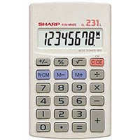 sharp el-231l basic function 8 digit calculator white