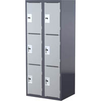 steelco school heavy duty locker 3 door bank of 2 380mm dark/light grey