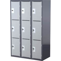 steelco school heavy duty locker 3 door bank of 3 380mm dark/light grey