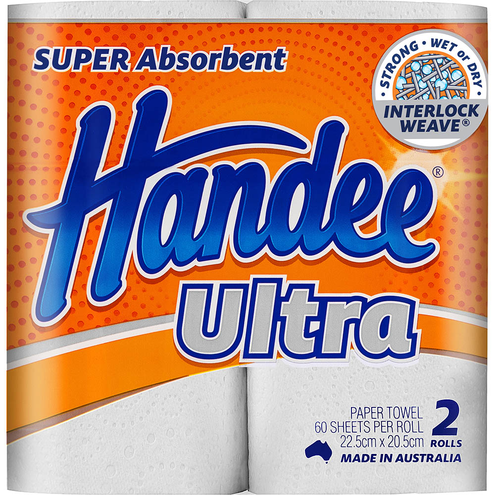 Image for HANDEE ULTRA PAPER TOWEL 2-PLY 60 SHEET PACK 2 from Memo Office and Art