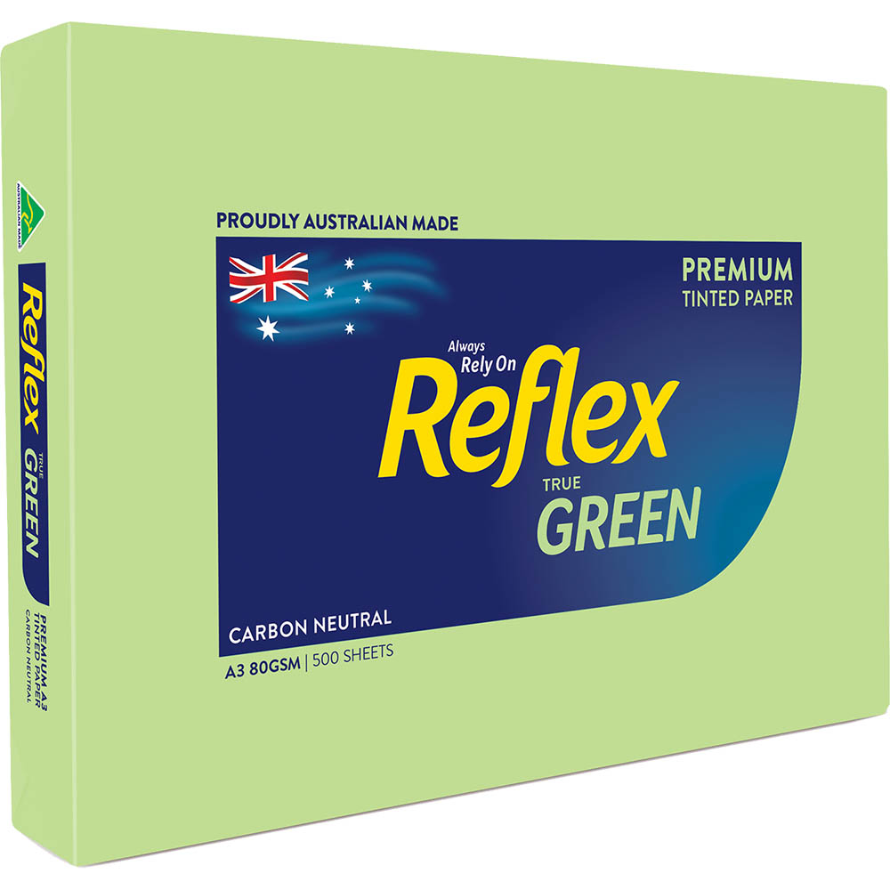 Image for REFLEX® COLOURS A3 COPY PAPER 80GSM GREEN PACK 500 SHEETS from Memo Office and Art