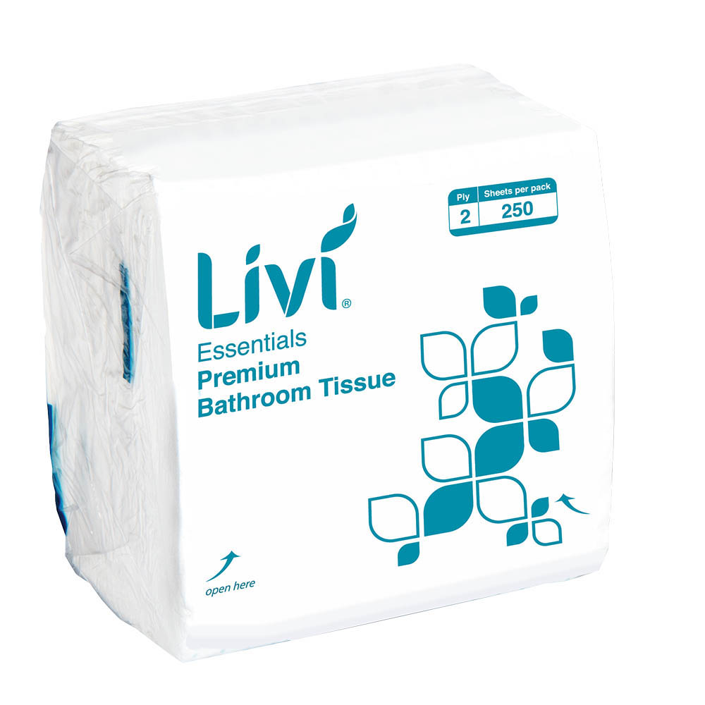 Image for LIVI ESSENTIALS INTERLEAVED TOILET TISSUE 2-PLY 250 SHEET 100 X 205MM CARTON 36 from That Office Place PICTON