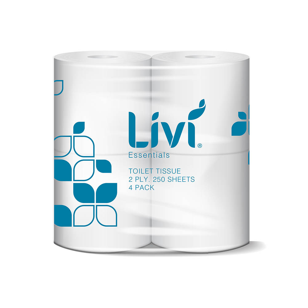 Image for LIVI ESSENTIALS TOILET TISSUE 2-PLY 250 SHEET 4 PACK CARTON 12 from Mitronics Corporation